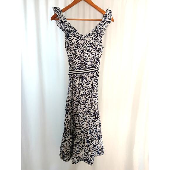 Vineyard Vines Target sailboat dress ruffle blue white midi maxi Small - Picture 2 of 10